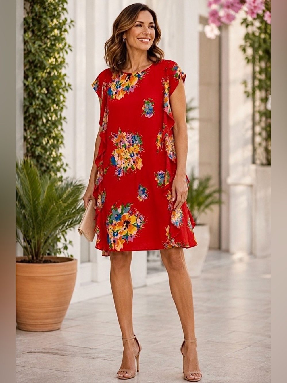 NWT Ralph Lauren Floral Dress Red